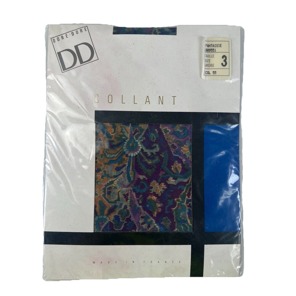 Dore Dore COLLANT Made In France Fantaisie Size Tall 3 Tights Stockings W Gusset
